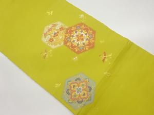 亀甲に花喰い鳥・華文模様織出し名古屋帯